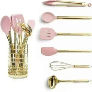 Anthropologie 7 PCS Gold-Pink Kitchen Utensil Set